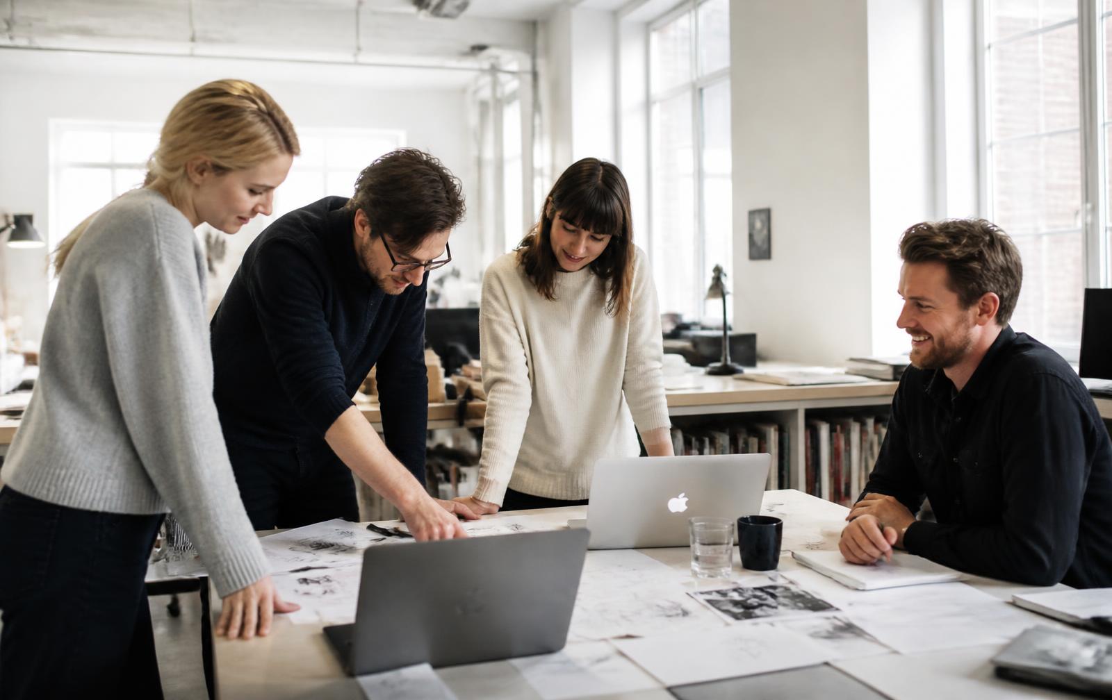 Het team van Studio Nexo werkt samen aan een digitaal project